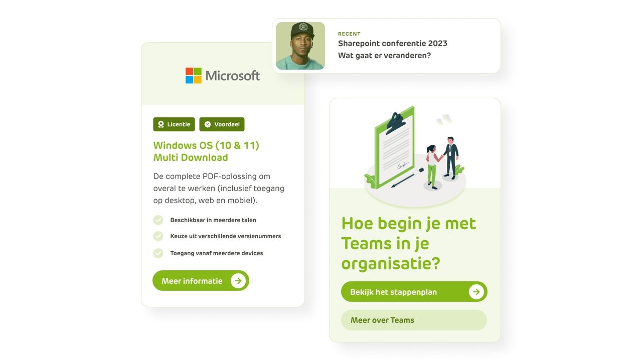Twee lichtgroene widgets van APS-IT Diensten, gemaakt door Aviva Solutions