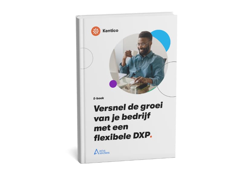 Het Kentico eboek over Composable DXP's, met daarop de titel "Versnel de groei van je bedrijf met een flexibele DXP".